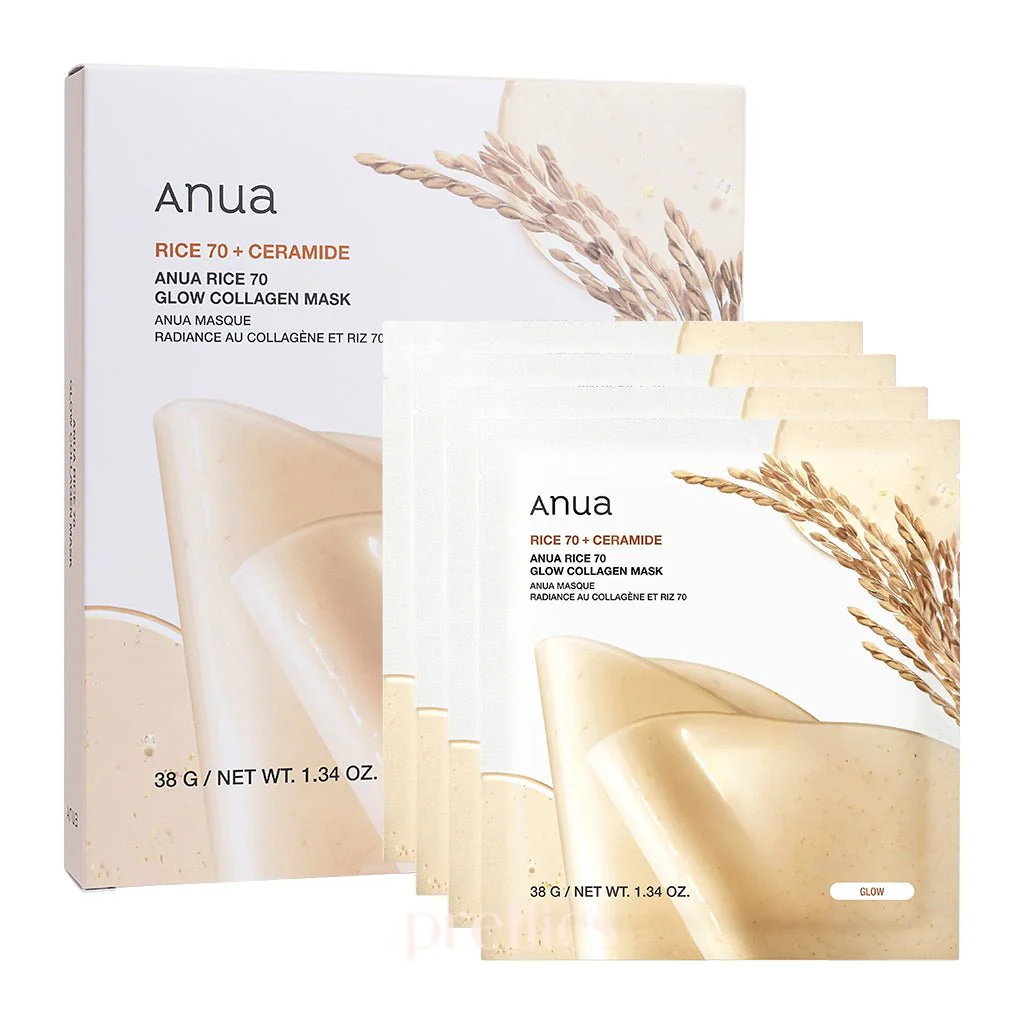 ANUA Rice 70 Glow Collagen Mask 4pcs/Box