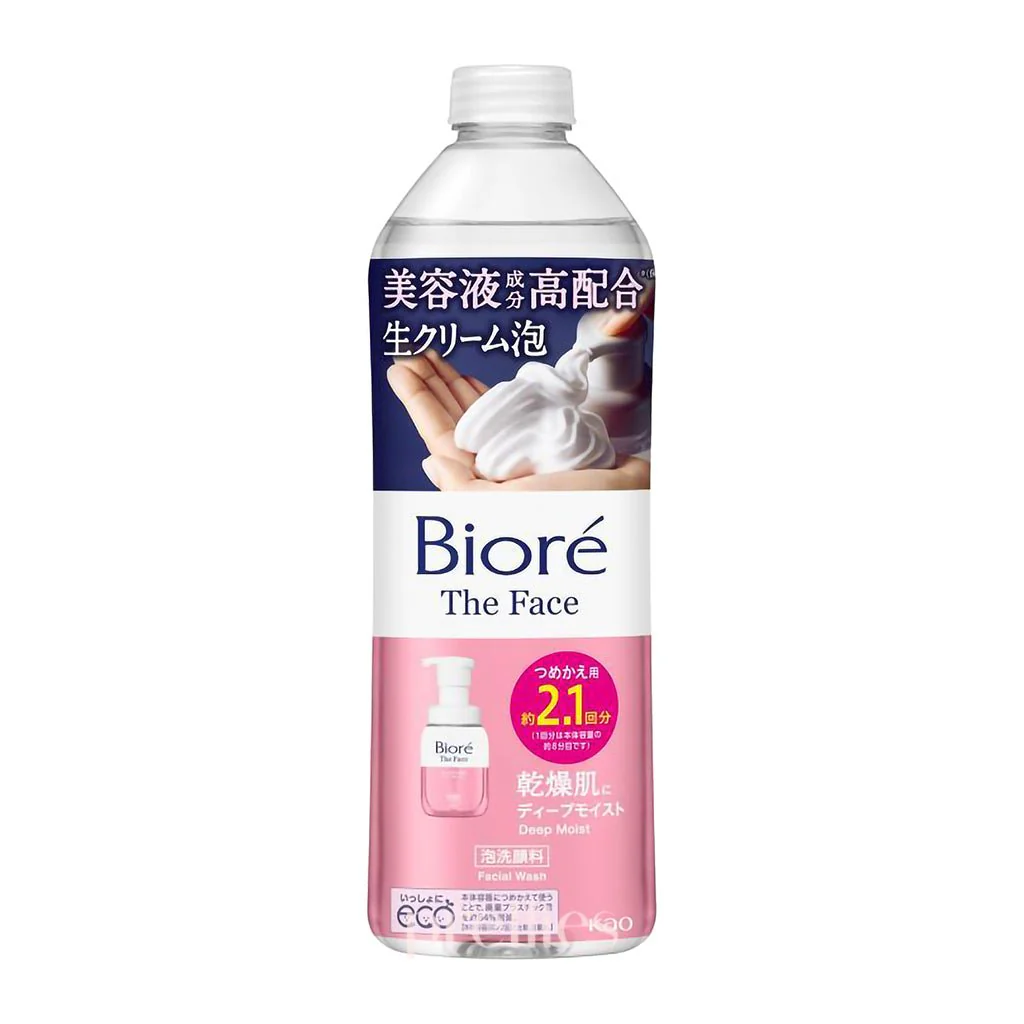 BIORE The Face Foaming Facial Wash (Deep Moist) 340ml (Refill) Pink - Image 2