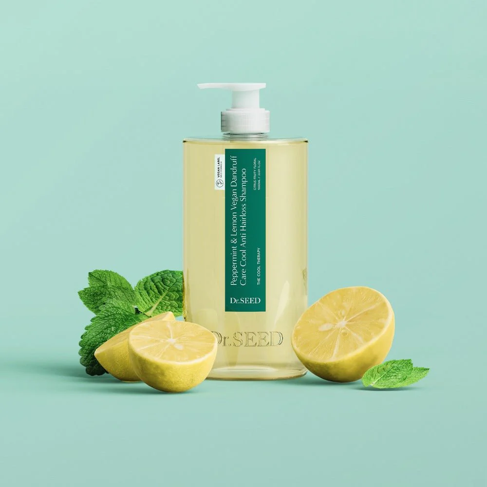 Dr.SEED Peppermint and Lemon Vegan Dandruff Cool Anti Hairloss Shampoo 1000ml - Image 2