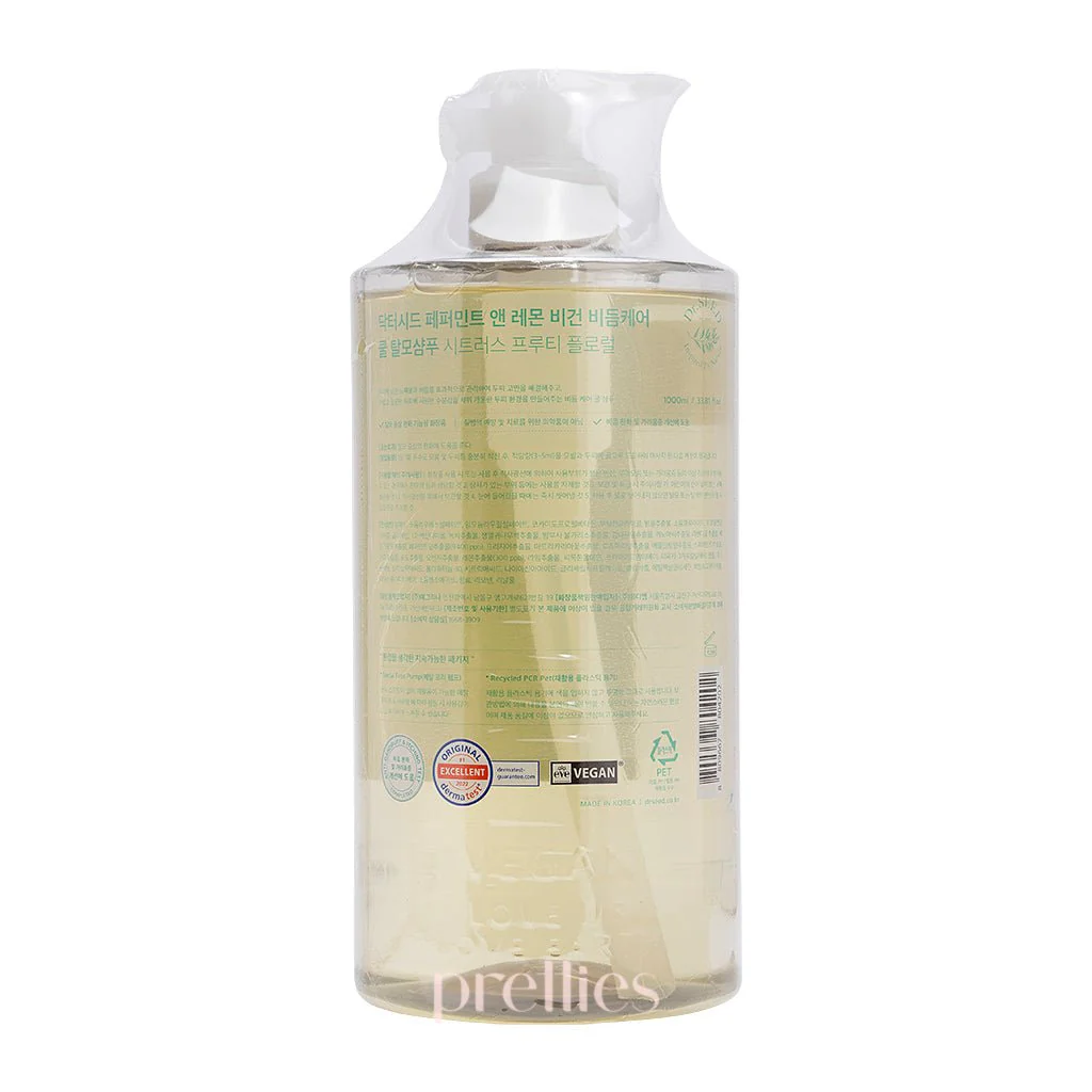 Dr.SEED Peppermint and Lemon Vegan Dandruff Cool Anti Hairloss Shampoo 1000ml - Image 3