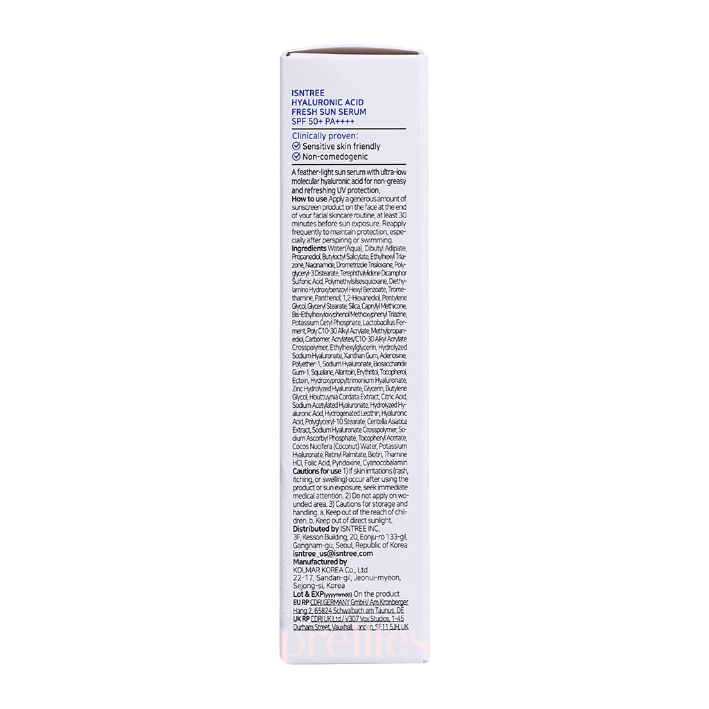 ISNTREE Hyaluronic Acid Fresh Sun Serum SPF50+ PA++++ 50ml - Image 5