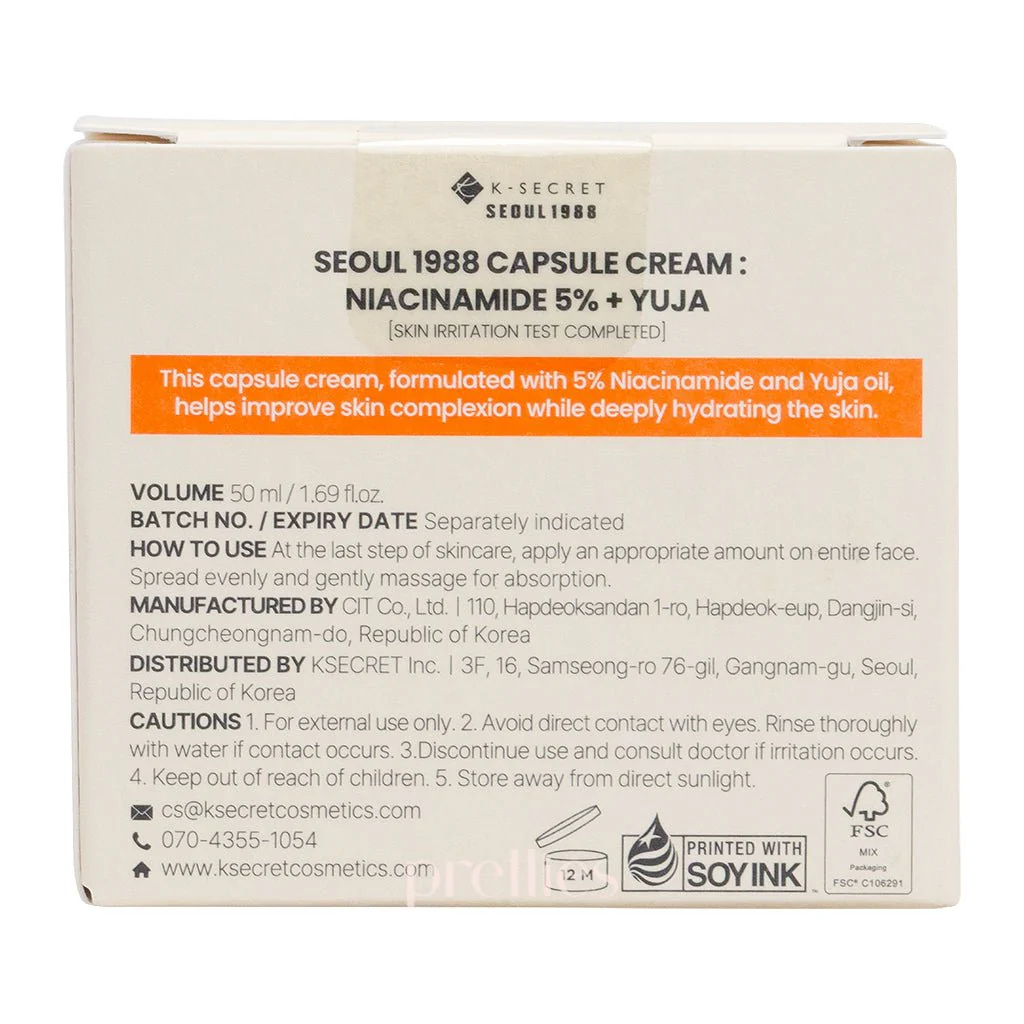 K-secret SEOUL 1988 Capsule Cream : Niacinamide 5% + Yuja 50ml - Image 5