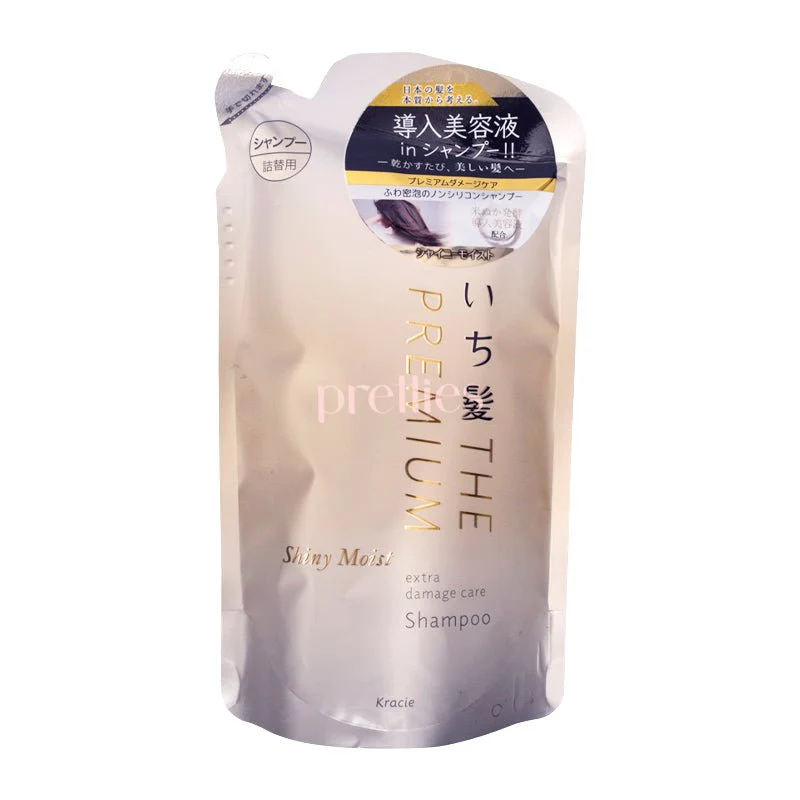 Kracie ICHIKAMI THE PREMIUM Shiny Moist Extra Damage Care  Shampoo 340ml (Yellow) (Refill)