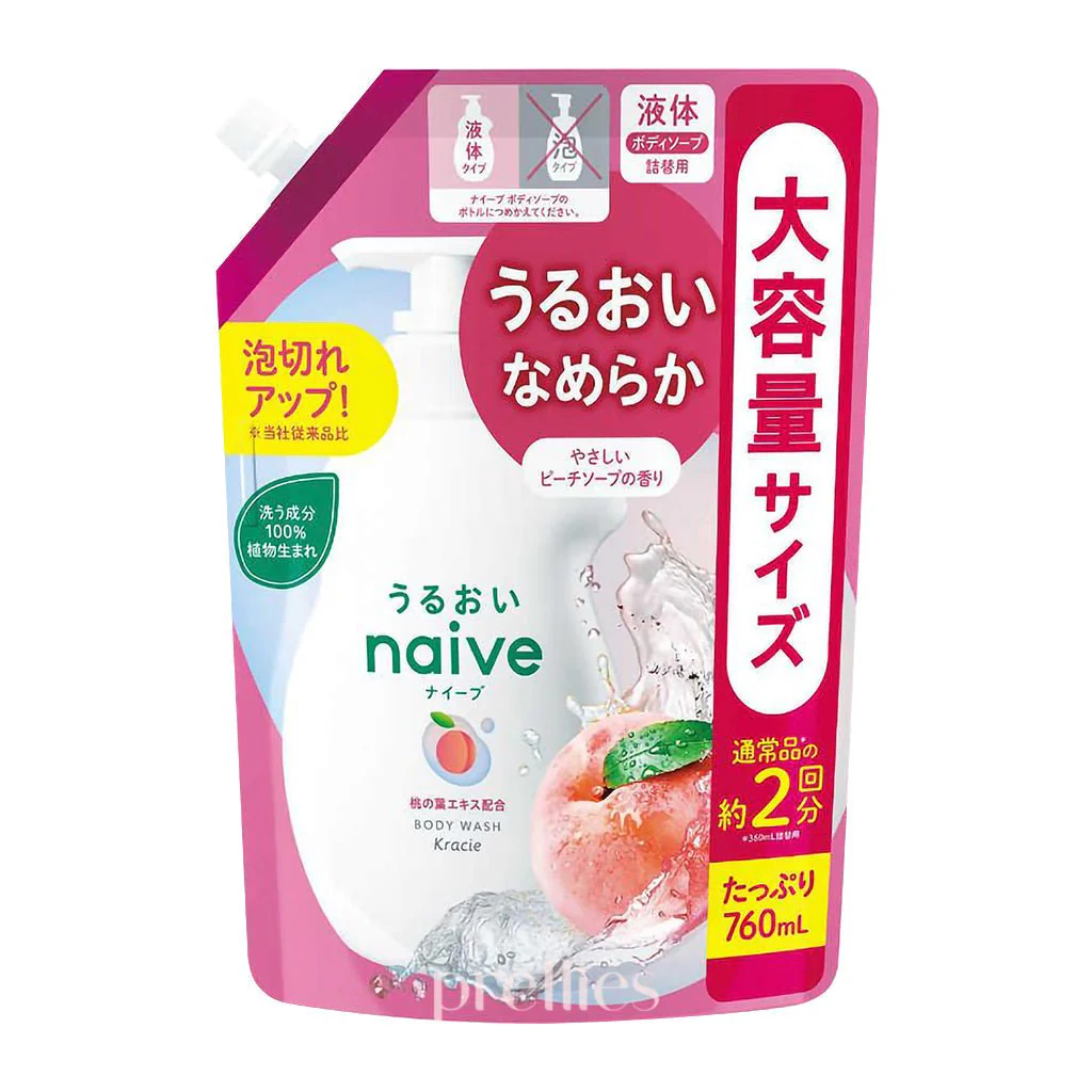 Kracie Naive Peach Body Wash (Peach Soap) (Refill) 760ml