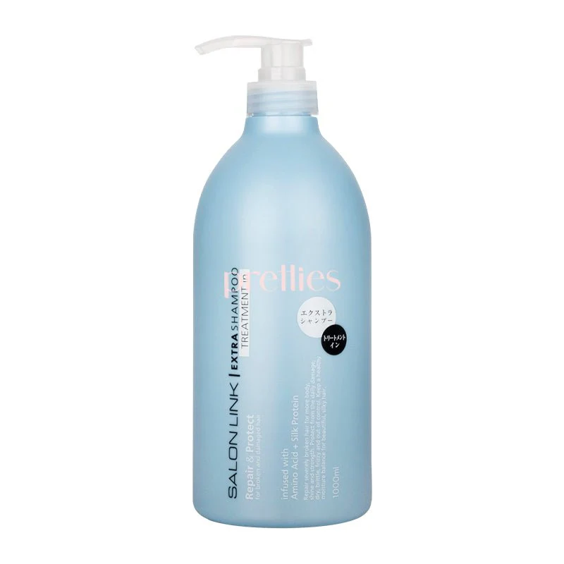 Kumano Yushi Salon Link Extra Shampoo Treatment In Repair & Protect (European Floral) 1000ml (Blue)