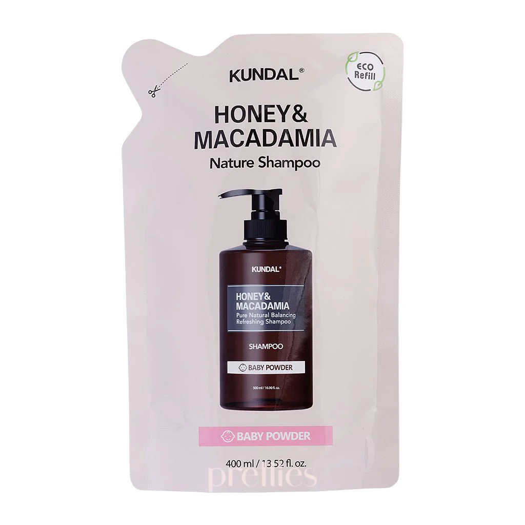 KUNDAL Honey & Macadamia Nature Shampoo 400ml - Baby Powder (Refill)