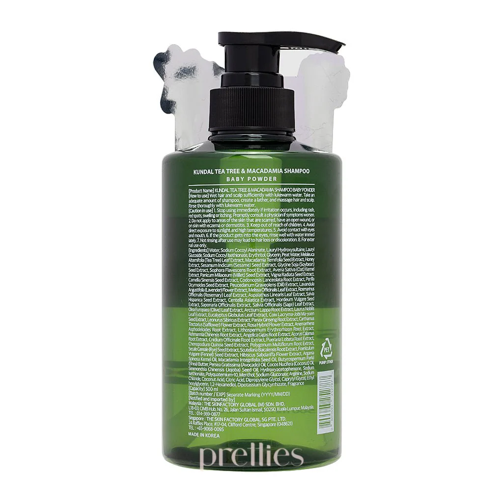 KUNDAL Tea Tree Shampoo 500ml - Baby Powder - Image 2