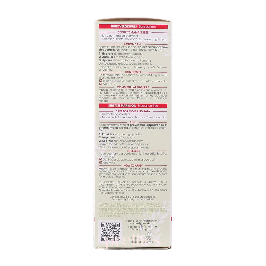 Mustela Maternity Organic Stretch Marks Oil Fragrance-Free 105ml - Image 4