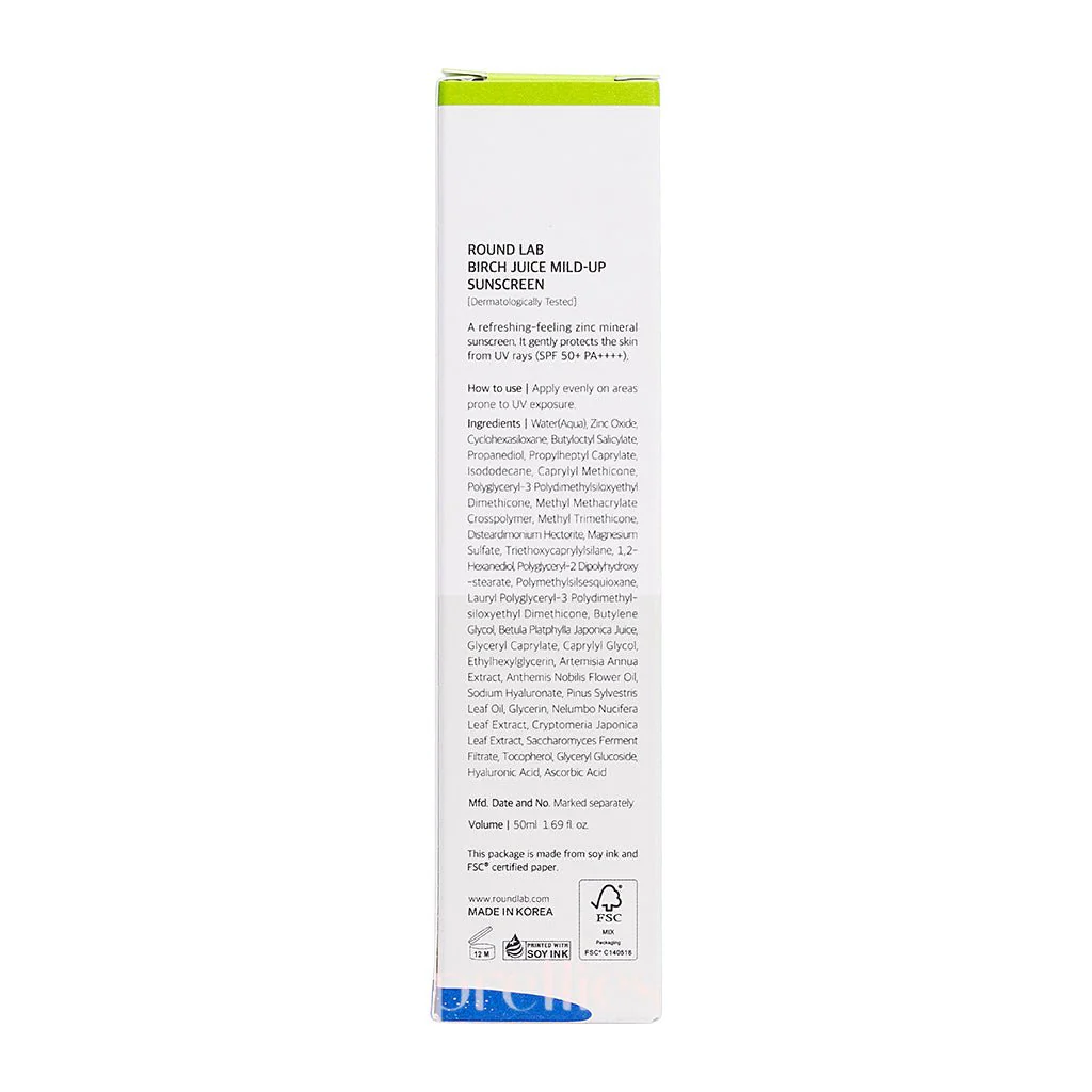 ROUND LAB Birch Mild-Up Physical Sunscreen SPF50+PA++++ 50ml - Image 11