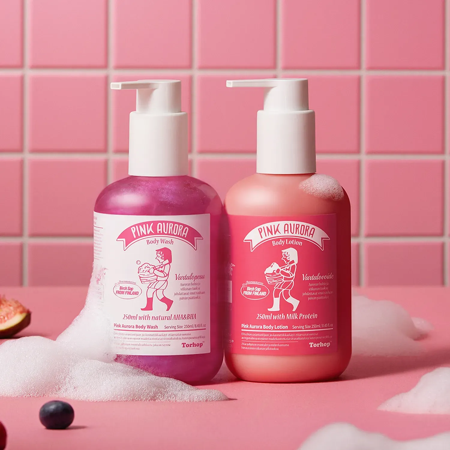 Torhop Pink Aurora Body Wash & Body Lotion 250ml Set - Image 3