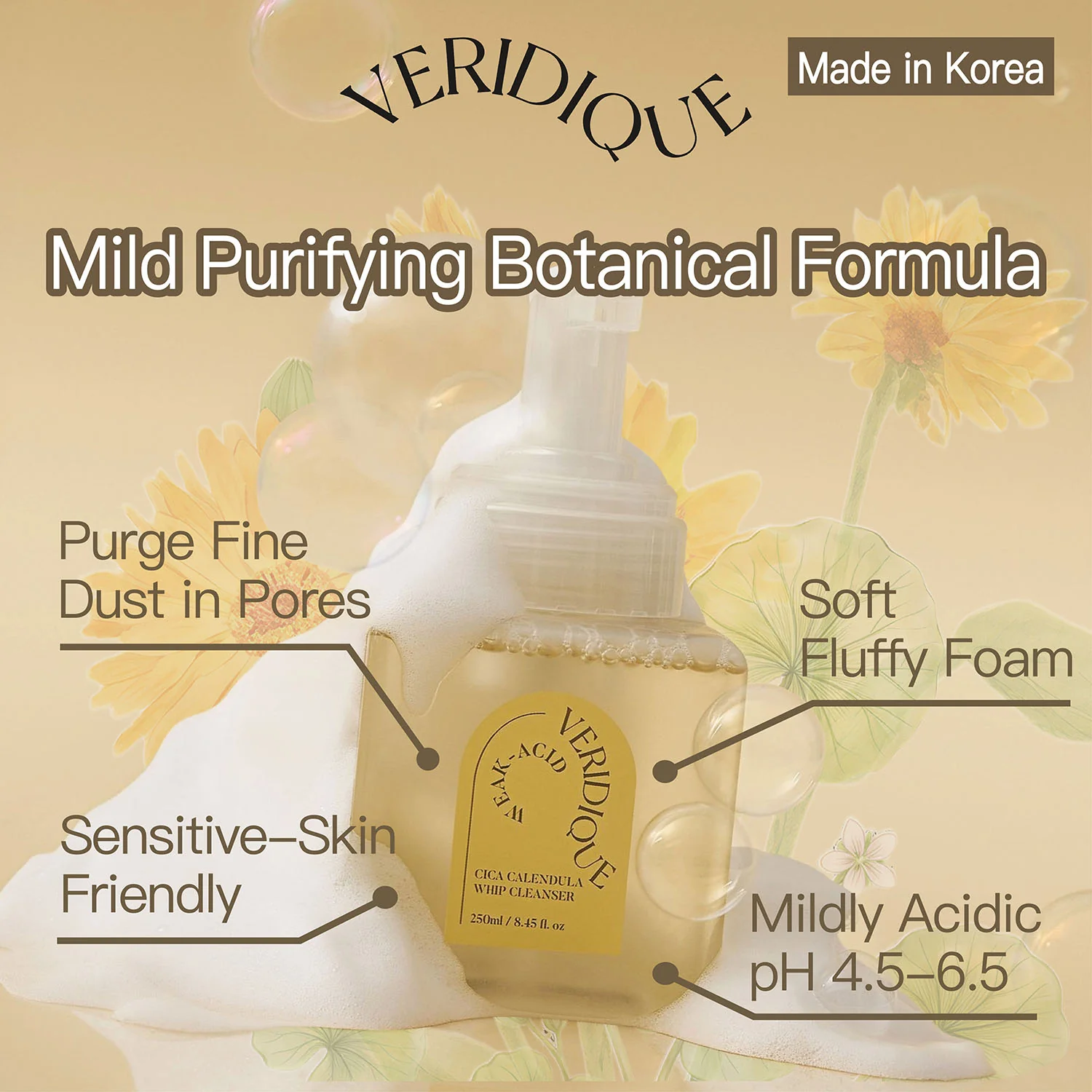 Veridique Cica Calendula Whip Cleanser 250ml - Image 2